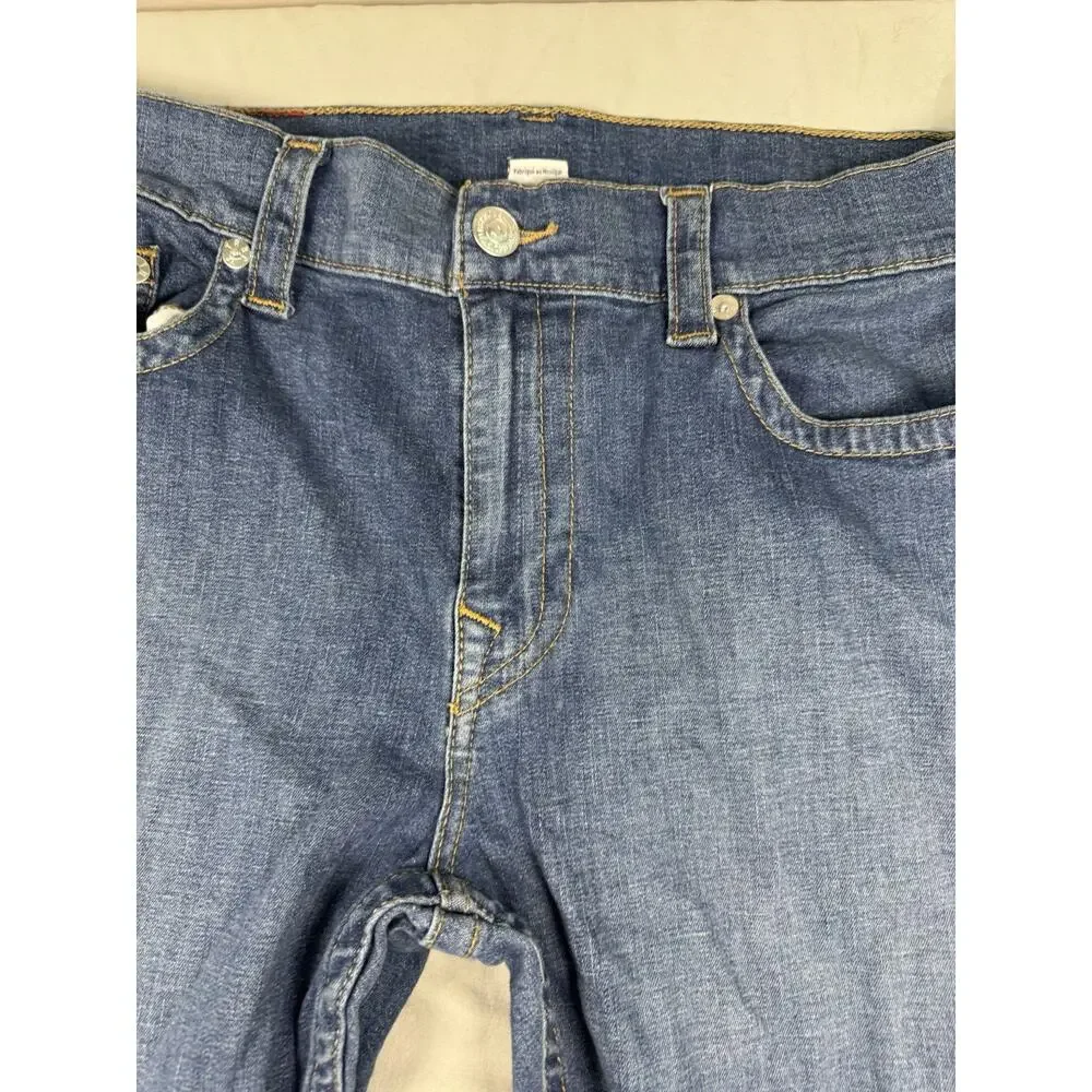 True Religion Men’s Size 36 Blue Straight Leg Jeans Medium Wash Denim